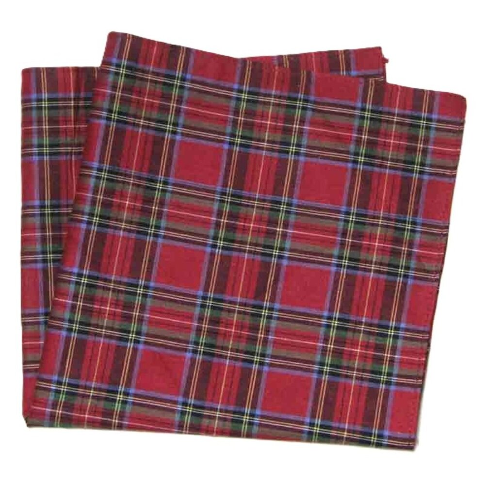 NWOT Osprey London Extra Large Red Tartan Plaid Pocket Square Handkerchief Men's
